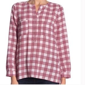 Joie Nepal Windowpane Plaid Silky Blouse